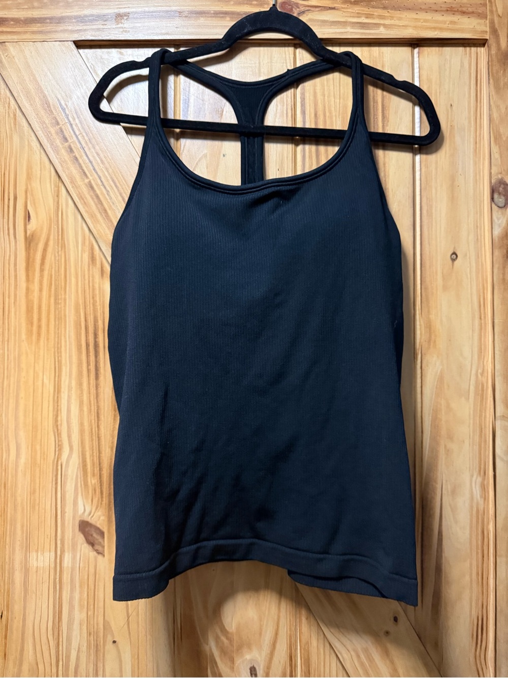 Athleta Black Ribbed T-Back Tank